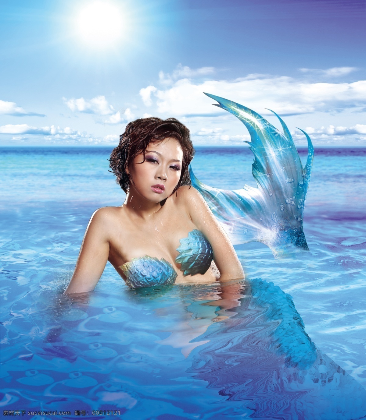 美人女子 波纹 广告 广告设计模板 海 海洋 流动的水 美人 美人鱼 传说 童话 女子 漂亮女人 源文件 psd源文件