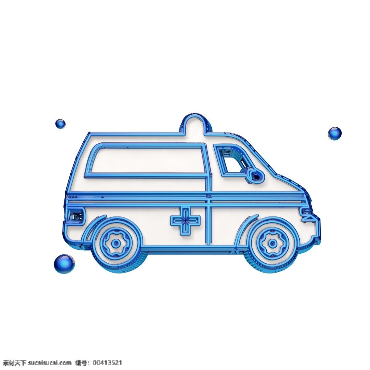 立體 救護車 圖標(biāo) 藍色