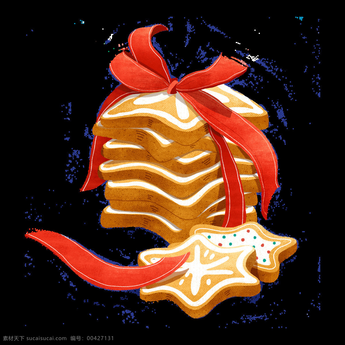 圣诞 节日 系列 装饰 卡通 面包 饼 饼干 礼物 丝带