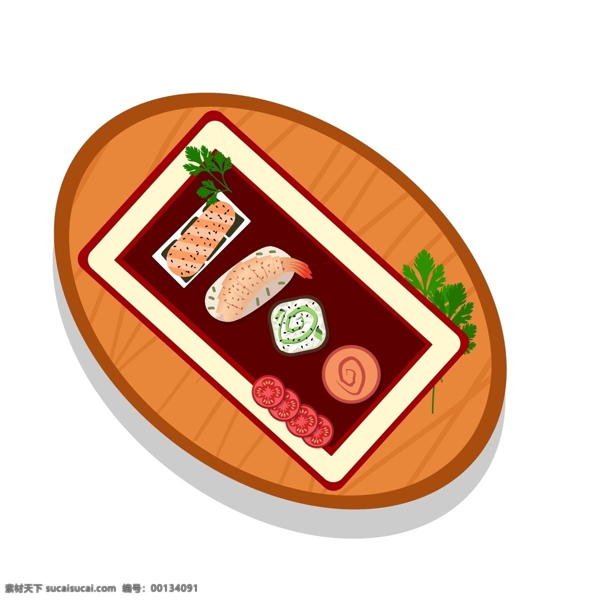 日本 特色 美食 原创 矢量 寿司 盘子 饭团 食物