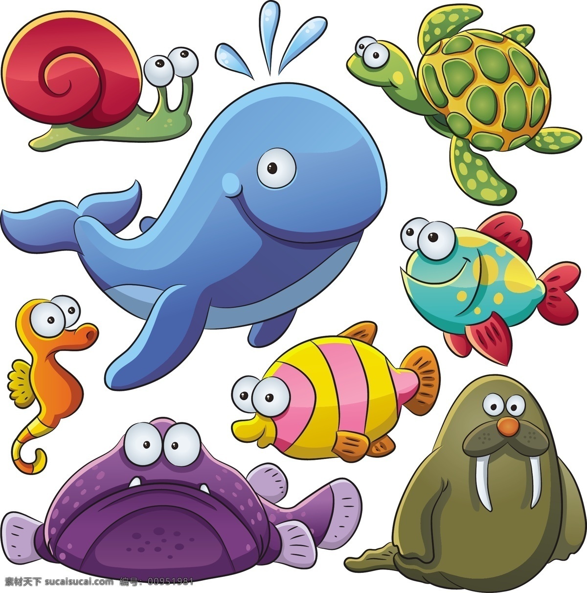 海洋生物 卡通生物 魚(yú) 矢量圖印花 其他矢量圖