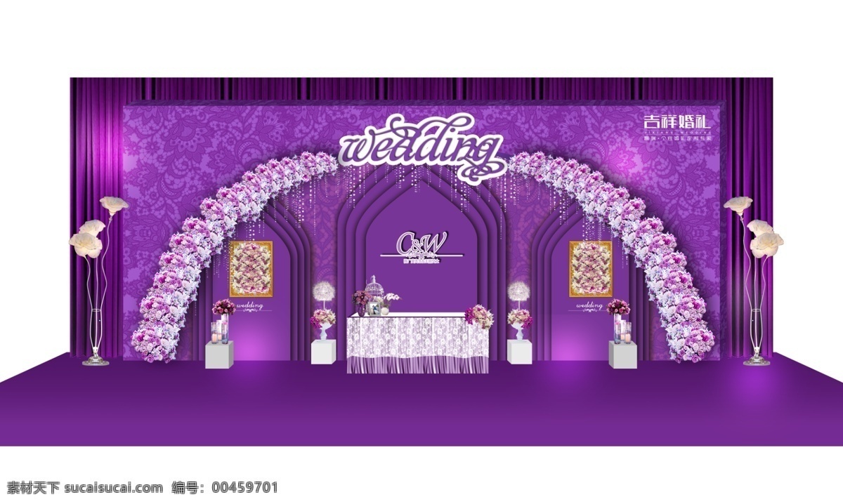 婚禮效果圖 紫色 婚禮 wedding 相框 蒲公英 白色