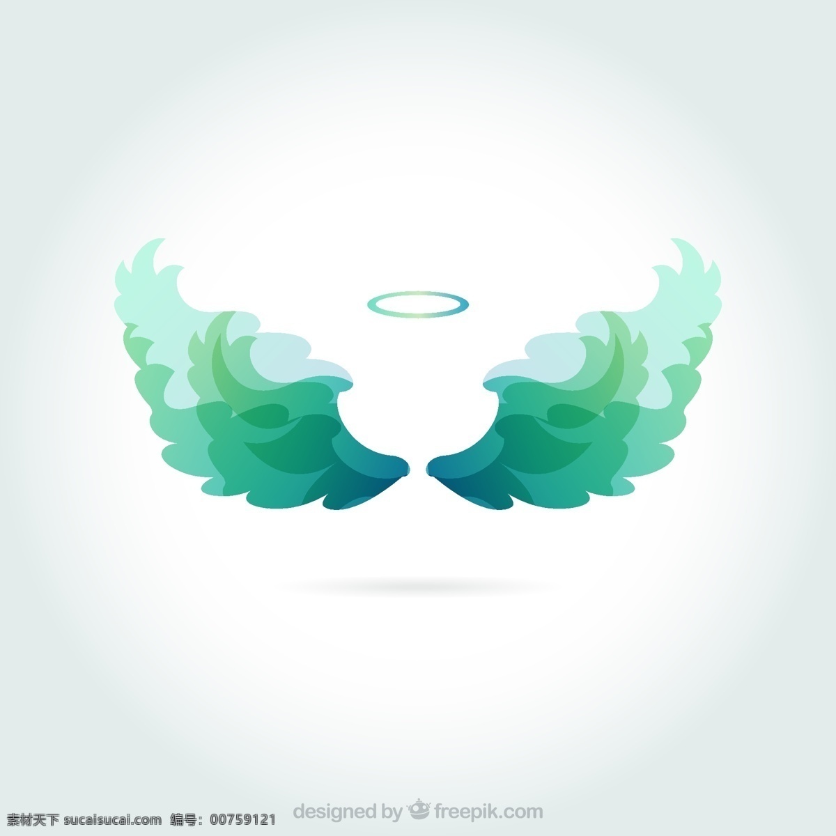 绿色 天使 光环 翅膀 矢量图 插画 背景 海报 画册