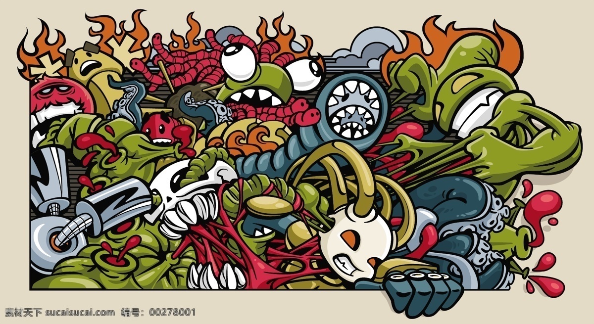 另類 恐怖 錯誤 潮流 插畫 矢量 插圖 昆蟲 趨勢 牙齒 摘要 替代 恐怖的元素 矢量方向 矢量圖