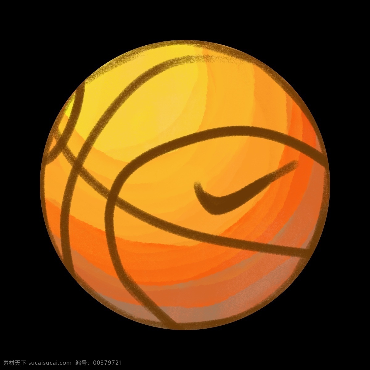 耐克 橙色 篮球 插画 黑色的对勾 卡通插画 篮球插画 皮球插画 篮球运动 篮球健身 耐克的篮球