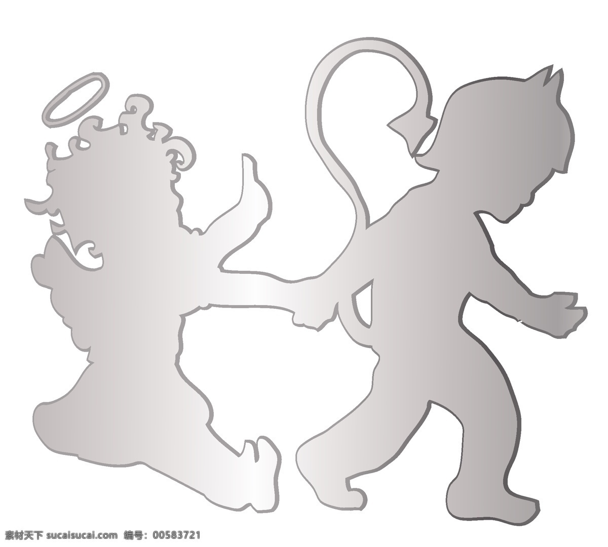 鉻 天使 魔鬼 鉻天使和魔鬼 矢量圖 花紋花邊