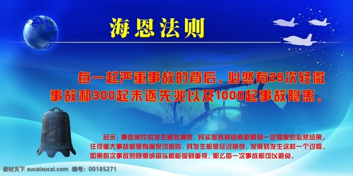 海恩法則 事故規(guī)律 任何 重大 事故 都 端倪 查 鐘 警鐘長鳴 藍色背景板