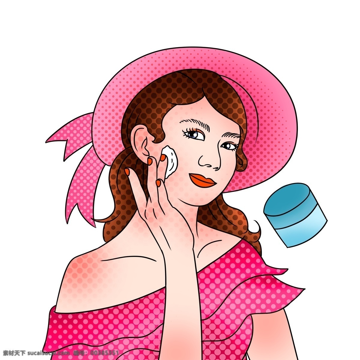 復(fù)古 波普 風(fēng) 摸 面霜 女人 波普風(fēng) 摸面霜 人物 插畫 美女 女性