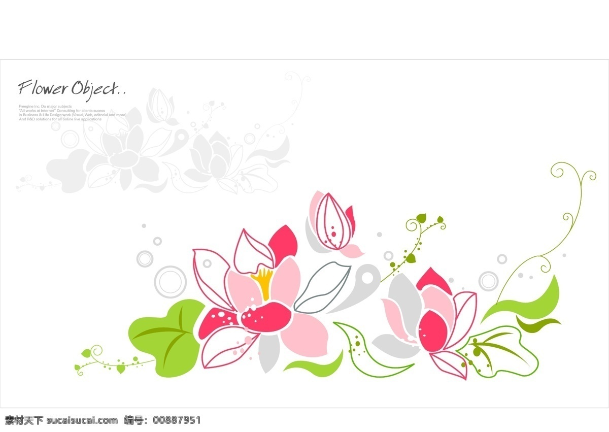 矢量 鮮艷 花朵 線條 背景 彩繪 花卉 簡(jiǎn)約 矢量素材 矢量圖 花紋花邊