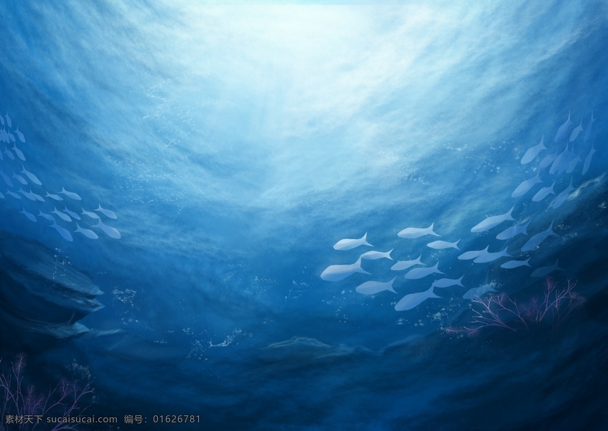 深海鱼群 海底世界 鱼群 蓝色的海水 水泡 海藻 生物世界 鱼类