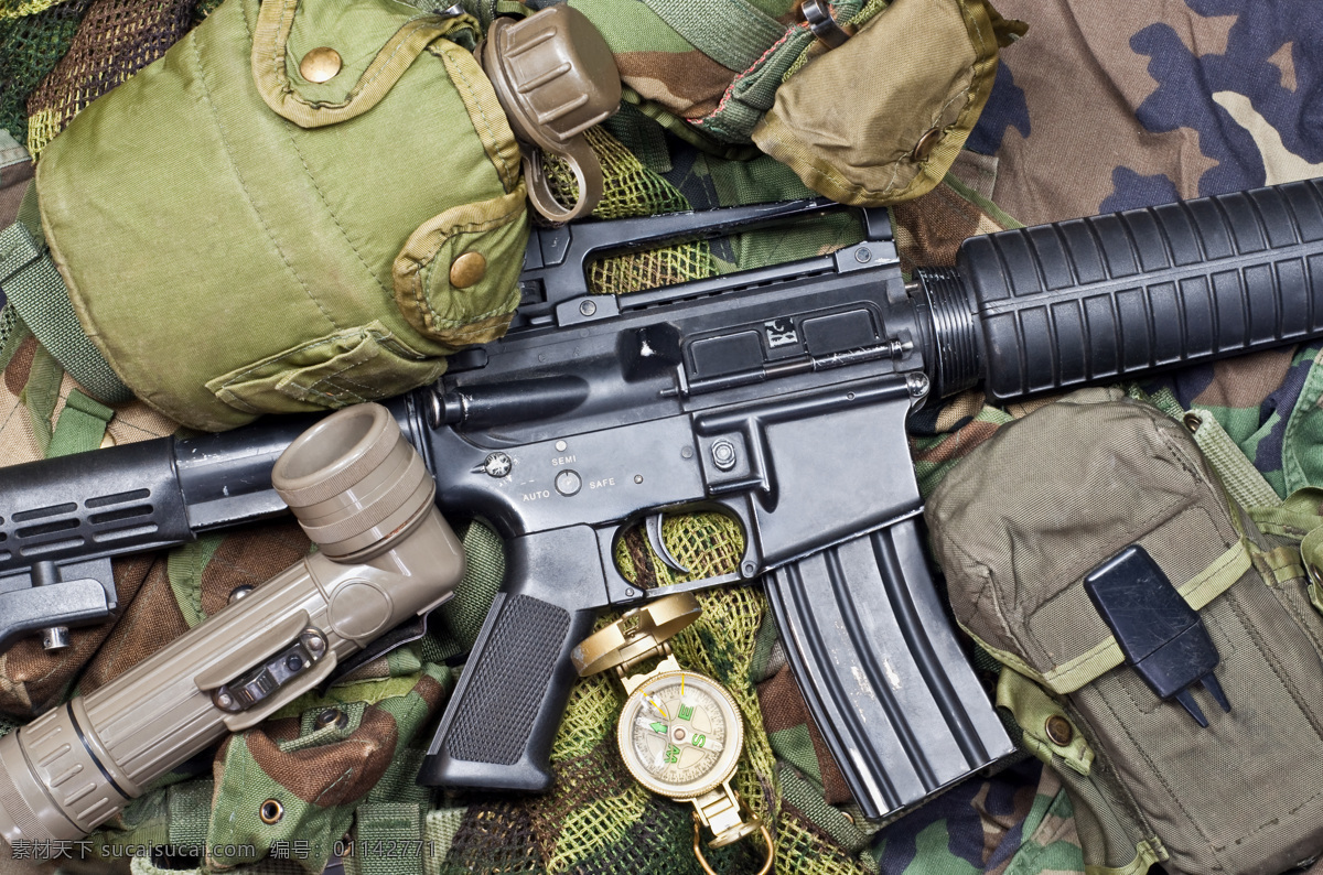 武器装备 素材图片 枪 手表 水壶 装备 武器 军事 战争 军事武器 现代科技