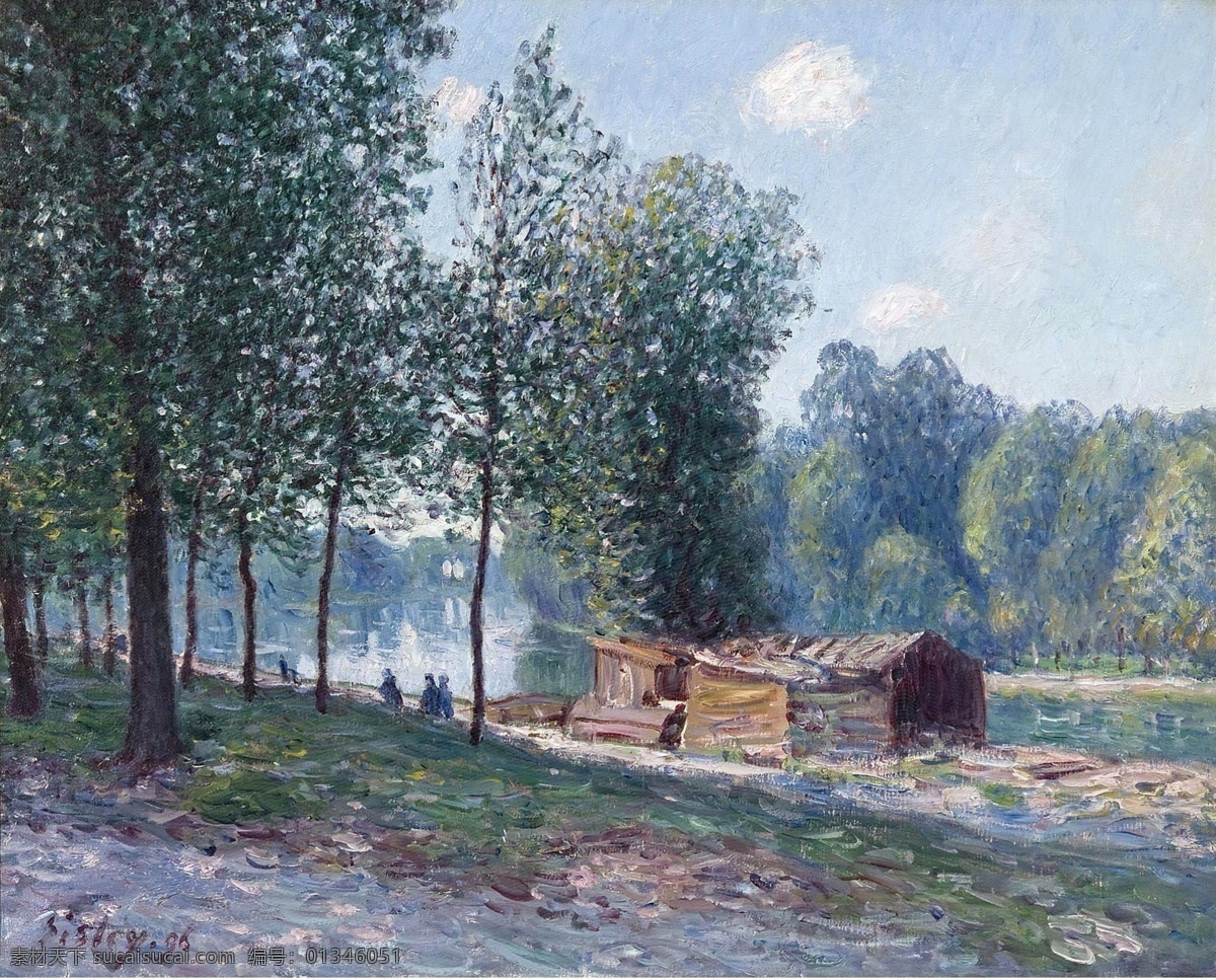 大師 畫家 風(fēng)景畫 靜物 油畫 建筑 裝飾畫 effect morning loing of bank the at cabins sisley alfred 人物 高清 西方 國外 現(xiàn)代 家居裝飾素材