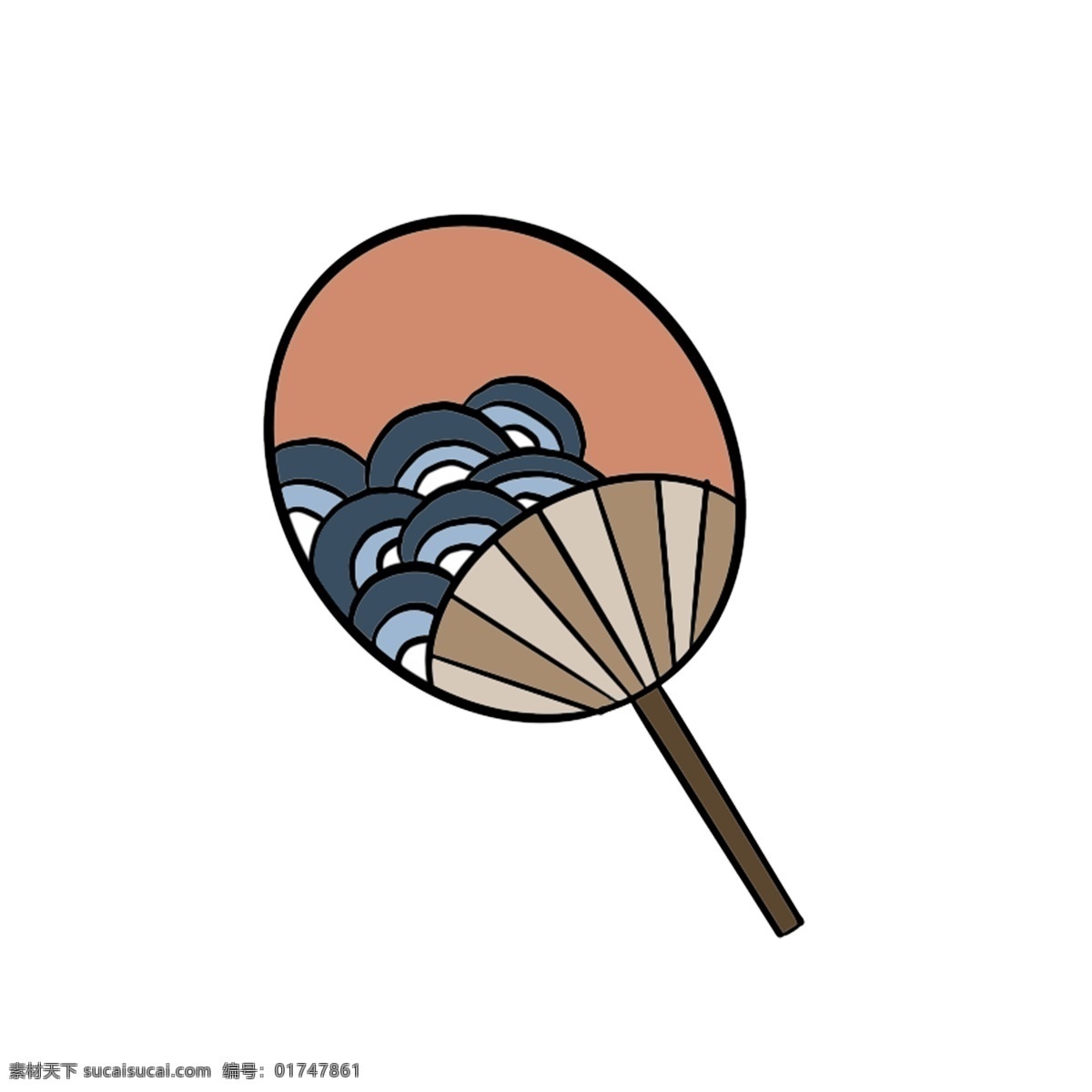 可爱 日本 扇子 插图 一把扇子 圆形扇子 云纹扇子 日本文化 可爱的扇子 日本扇子
