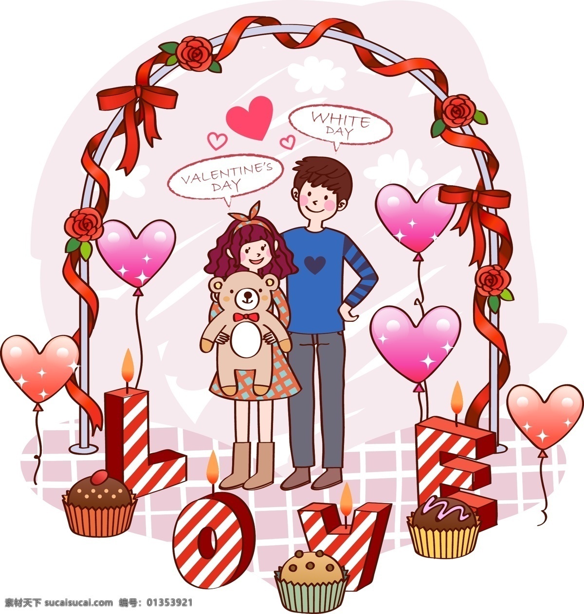 可愛 巧克力 情侶 矢量 標簽cdr 卡通cdr 卡通素材 女孩卡通圖 男孩卡通圖