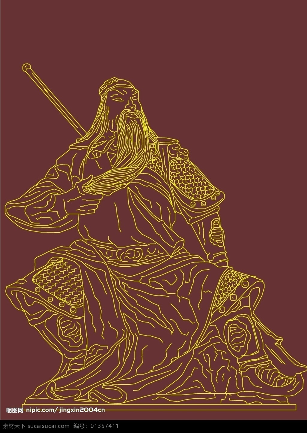 武圣關(guān)公 武圣 關(guān)公 線描 古代 人物 矢量人物 男人男性 矢量圖庫(kù)