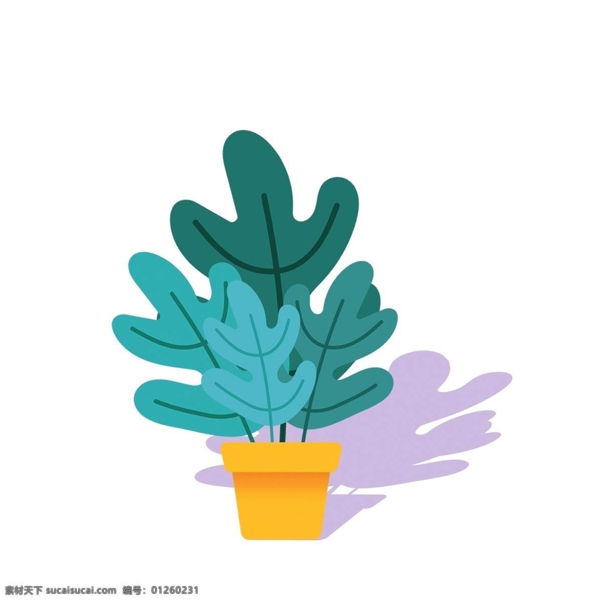 扁平化 植物 盆栽 插畫 花盆