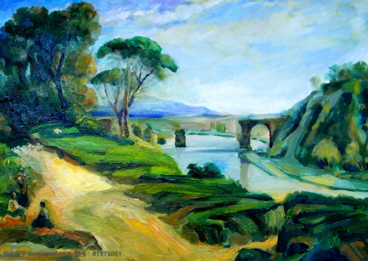 馬路 橋梁 風景 油畫 道路風景 馬路風景油畫 斷橋風景油畫 油畫風景寫生 油畫藝術 繪畫藝術 風景畫 裝飾畫 書畫文字 文化藝術