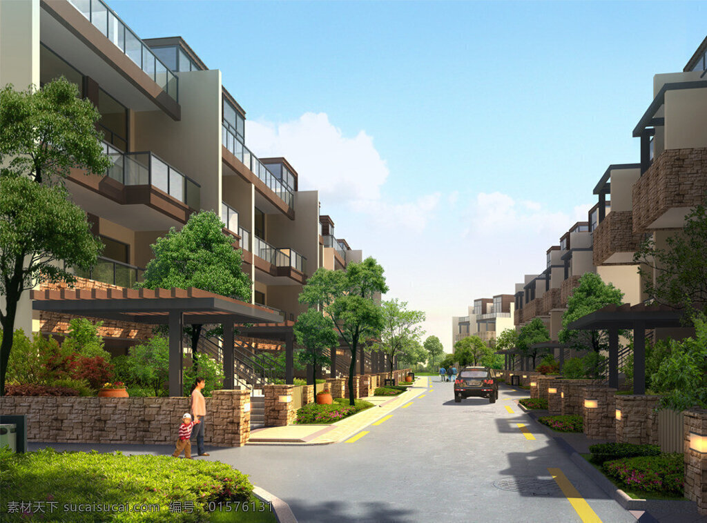 景觀psd 建筑 廊架 香樟 灌木 桂花樹 建筑景觀 分層 源文件 黑色
