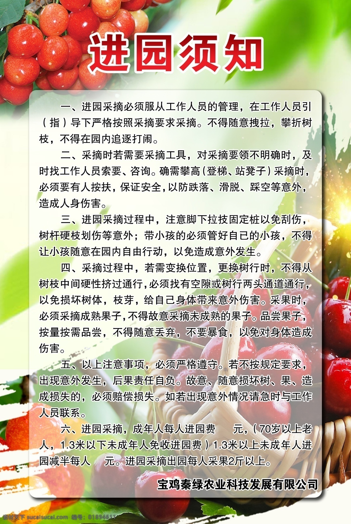櫻桃園 進(jìn)園須知 進(jìn)園采摘 按規(guī)定 管理制度