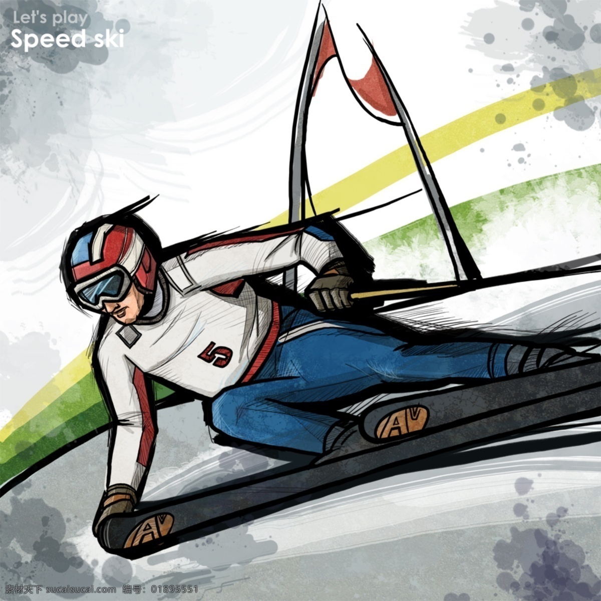 漫画化 雪 比赛项目 漫画 卡通 体育 运动 项目 比赛 运动员 分层 奥运会 冬奥会 冰雪项目 滑雪 速滑 速降 源文件