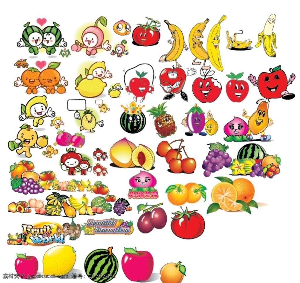 水果 跑灯水果 卡通 卡通水果 苹果 西瓜 动漫动画