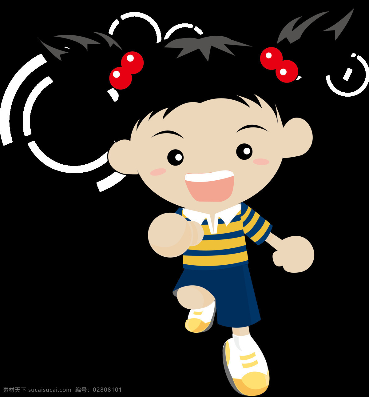 卡通 奔跑 女孩 元素