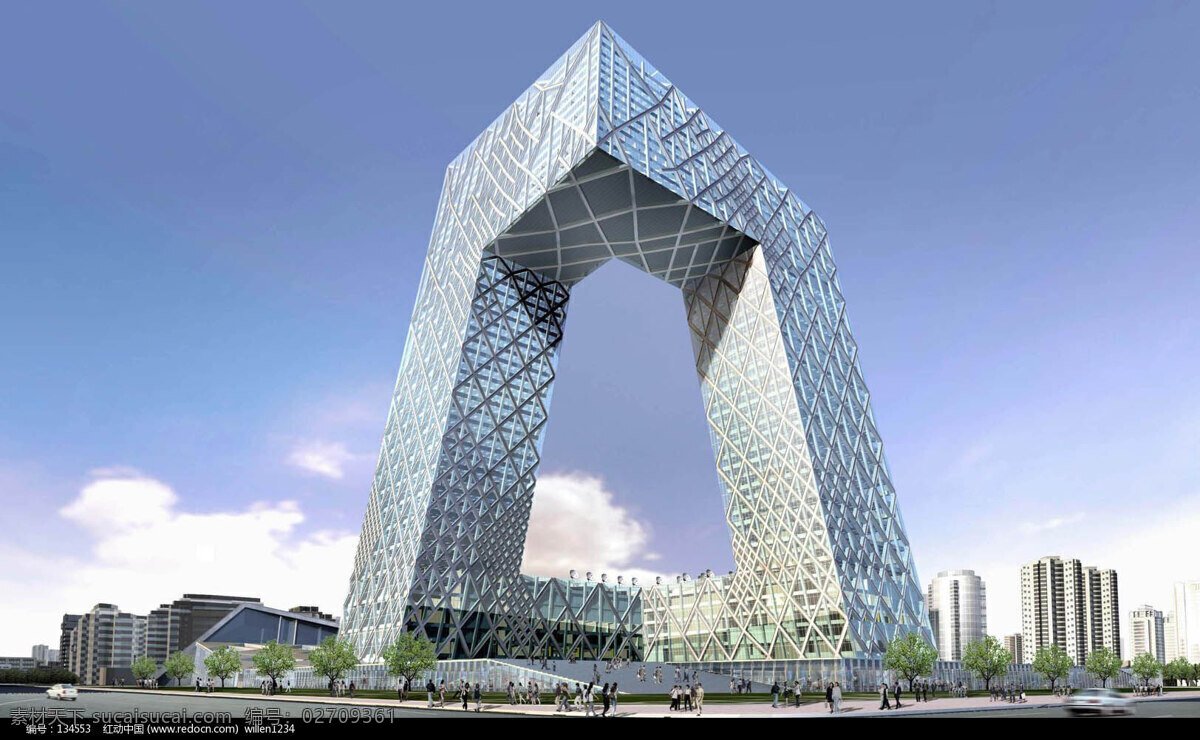 央视 大楼 效果图 首都 北京 标志性建筑 蓝天 建筑设计 环境设计