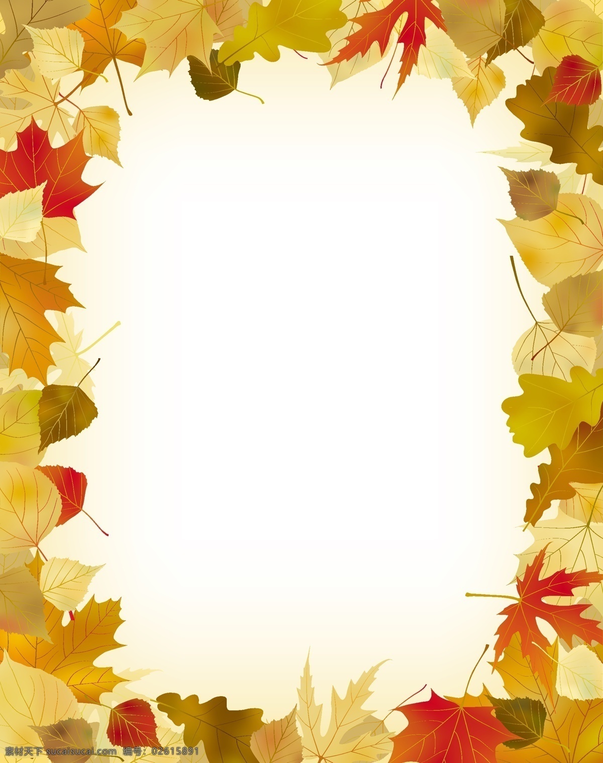 秋叶 边框 枫叶 秋天的黄叶 组成边框 矢量图 其他矢量图