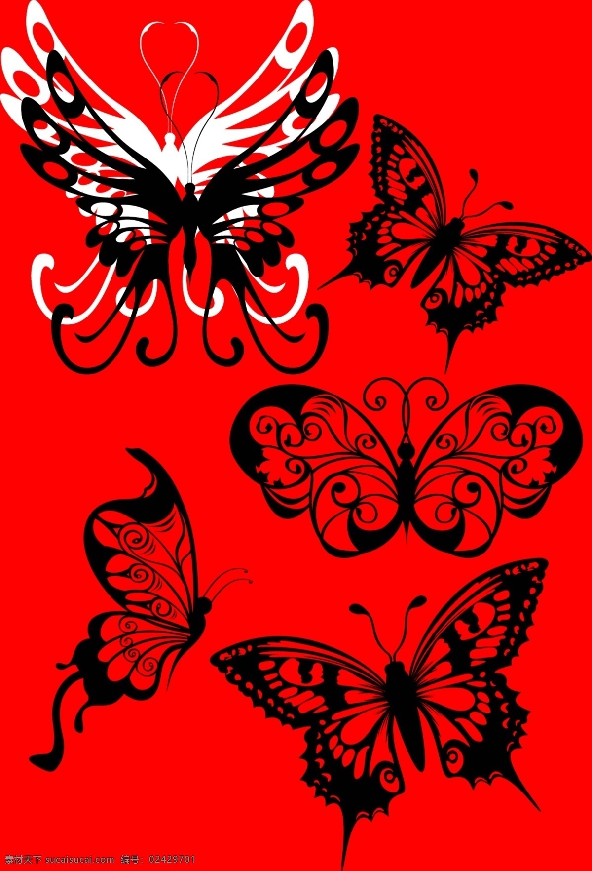 漂亮 蝴蝶 花纹 纹身 纹饰 图案 photoshop 笔刷 蝴蝶花纹笔刷 红色
