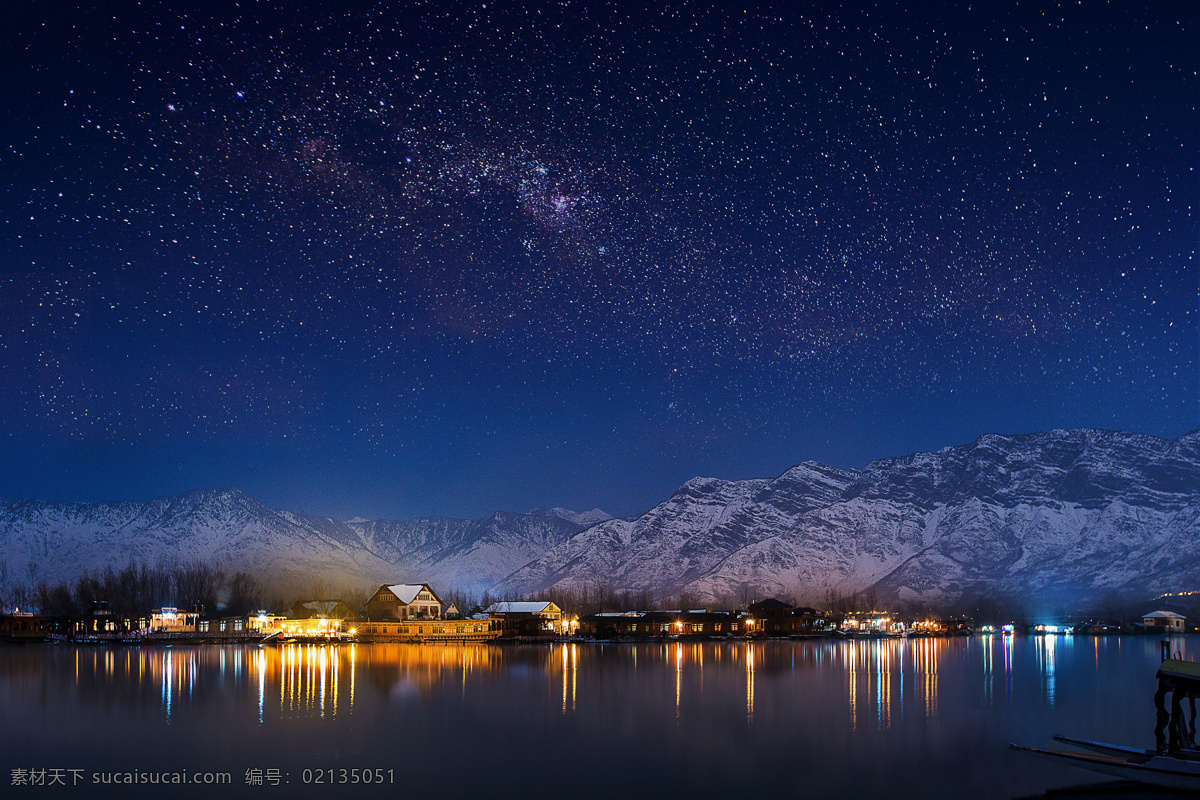 黑夜 星空 雪山 雪景 日式 建筑 風景圖片 風景 夜空 北方 建筑園林 建筑攝影