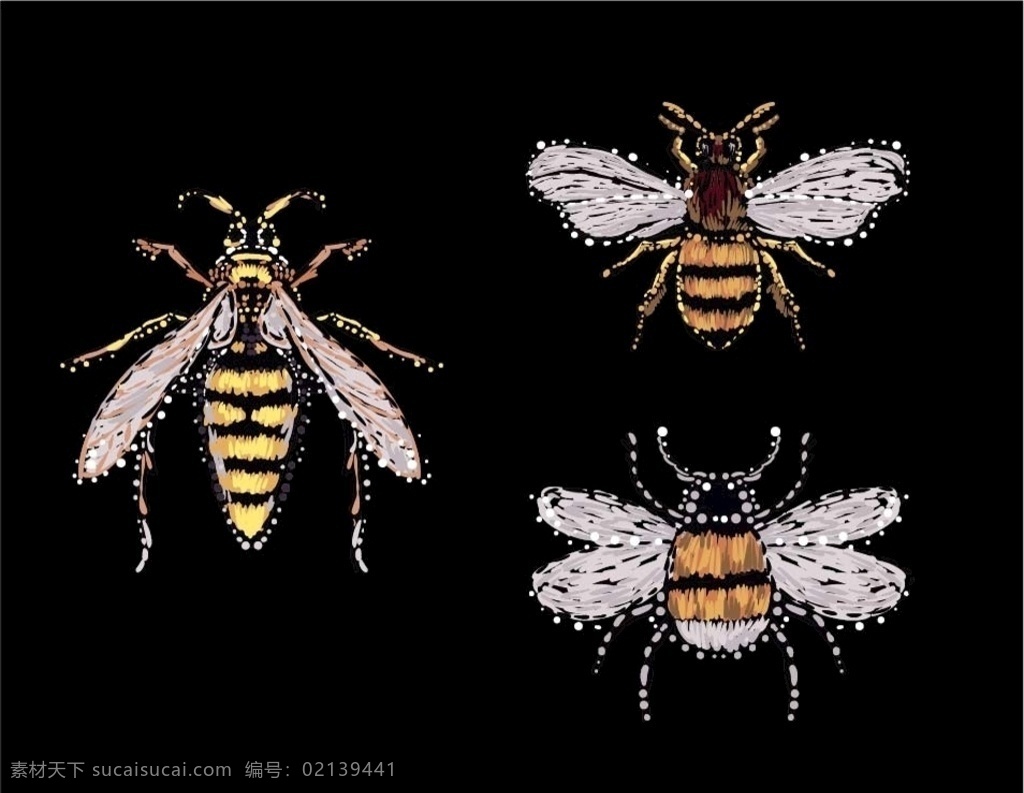 昆虫 绣花 蜜蜂 服装 图案 品牌 时尚 汉服