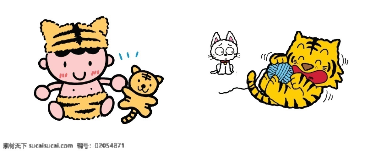 老虎宝宝 玩具 线团 猫 白色