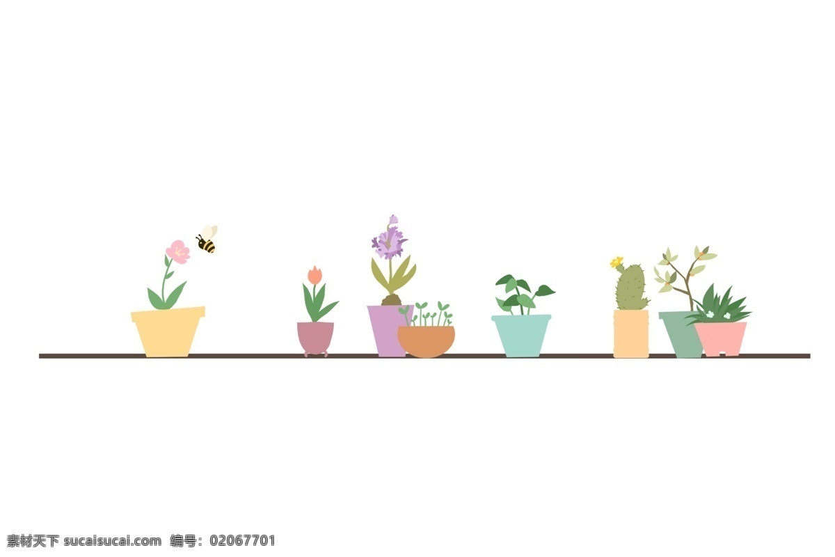 手繪 盆栽 分割線 插畫 盆栽分割線 卡通插畫 手繪插畫 分割線插畫 漂亮的盆栽 植物 綠植 花盆