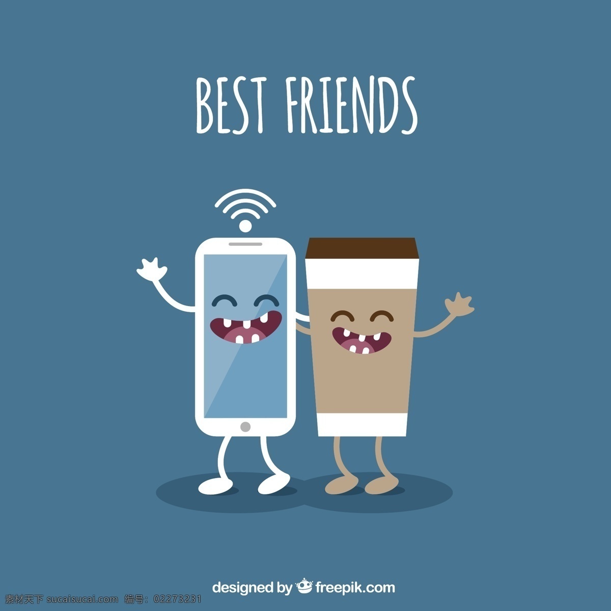 最好 朋友 说明 咖啡 电话 手机 互联网 无线网络 智能手机 友谊 插图 最好的 最好的朋友 蓝色