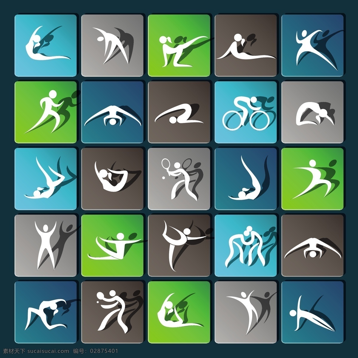 运动项目 奥运会 剪影 矢量 动态 人物 运动会 标志图标 公共标识标志 青色 天蓝色