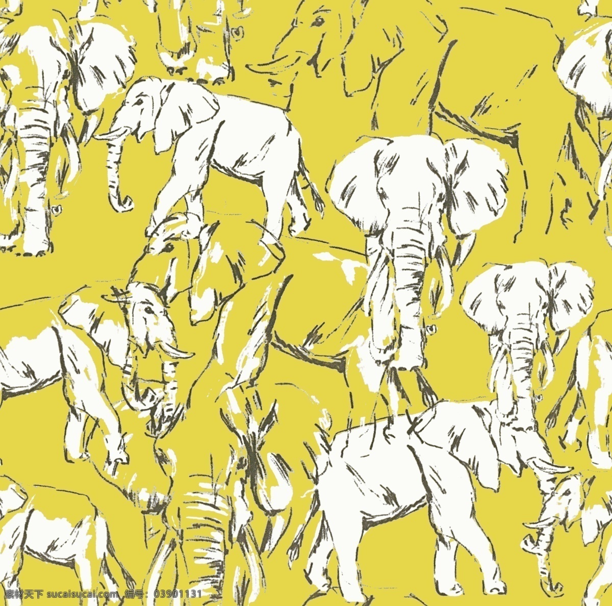 大象图片 大牌 数码印花 大象 抽象画 动物 布匹 衣服 分层