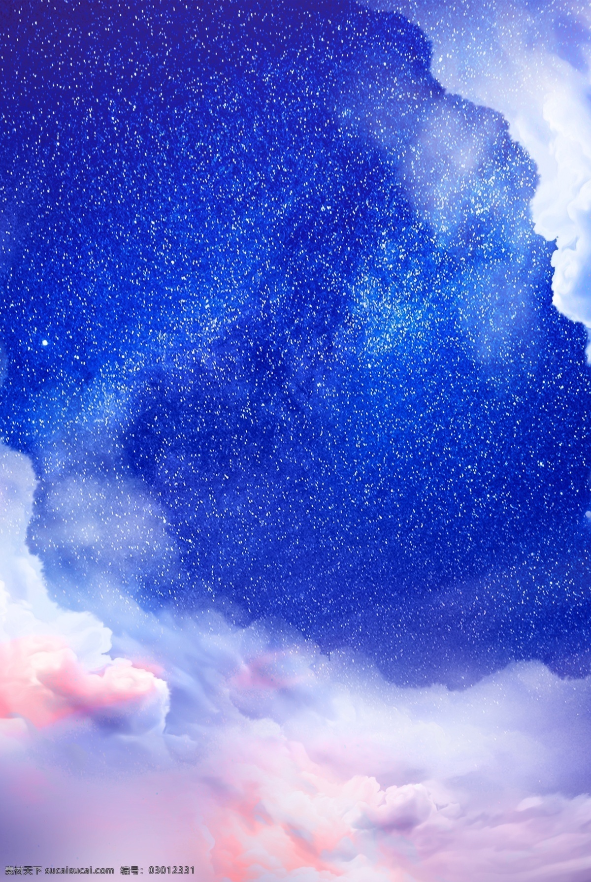 蓝色 星空 插画 卡通 云朵 背景 分层 背景素材