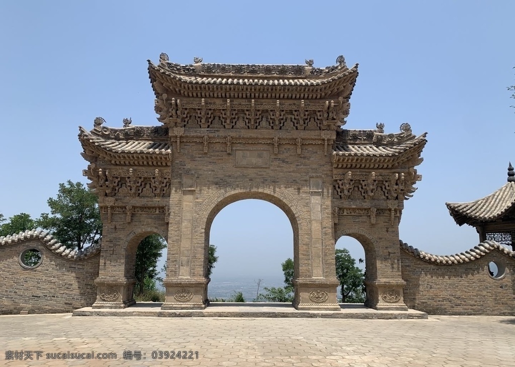 古牌樓圖片 古牌樓 山西永濟(jì) 古街 藍(lán)天白云 文化故里 中國(guó)風(fēng) 分層