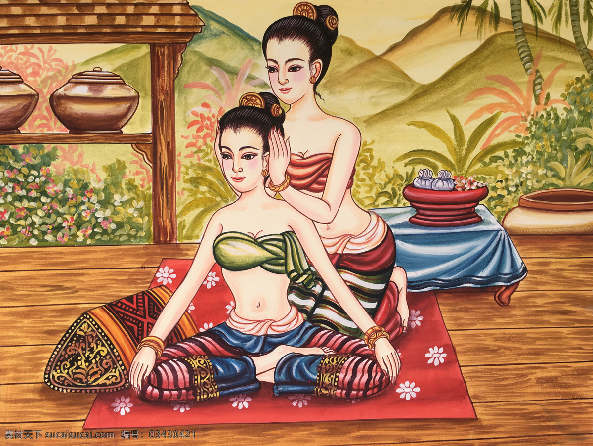 泰式按摩图 泰式按摩 美容spa 养生会所 美体艺术 泰国艺术 按摩推拿 文化艺术 传统文化