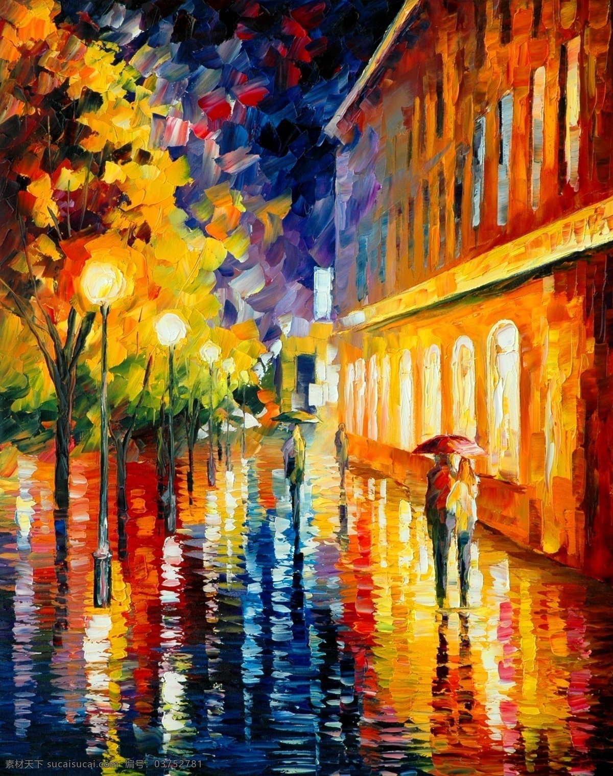 雨夜 畫(huà) 雨天 油畫(huà) 橙色