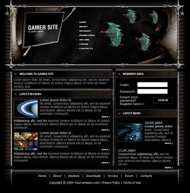黑色 探索 游戏公司 网页模板 欧美风格 网页素材