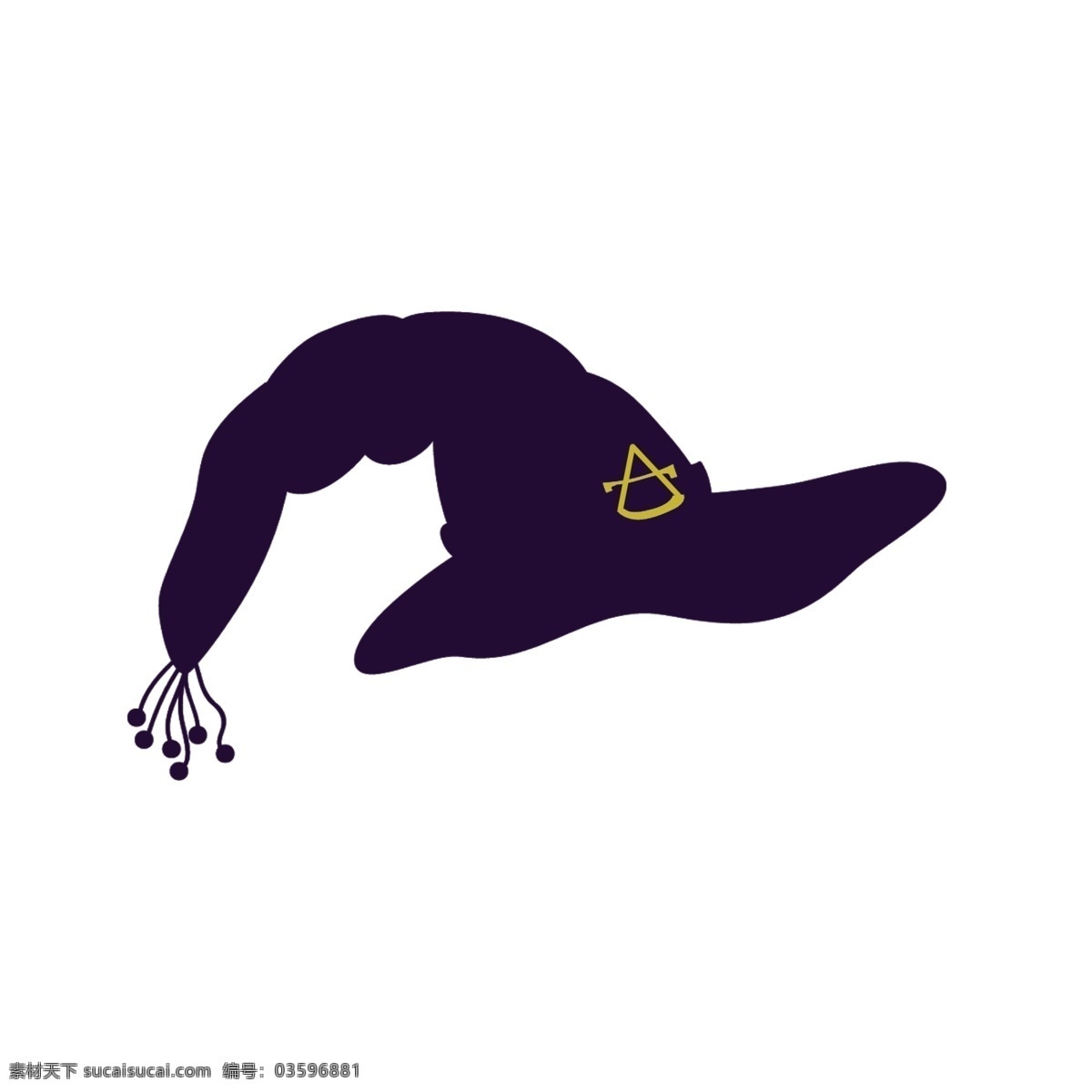 卡通 手绘 暗 紫 系列 巫师 帽 万圣节 装饰 元素 暗紫色 巫师帽