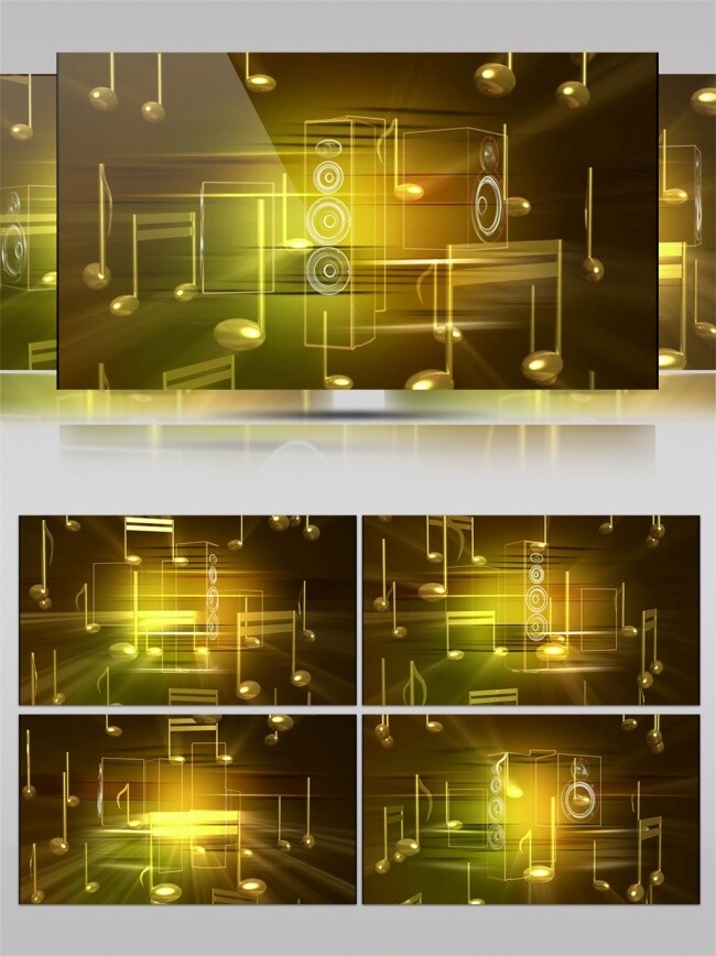 黄色 光线 音乐 符号 高清 视频 动态视频素材 科技感 乐符 视频素材
