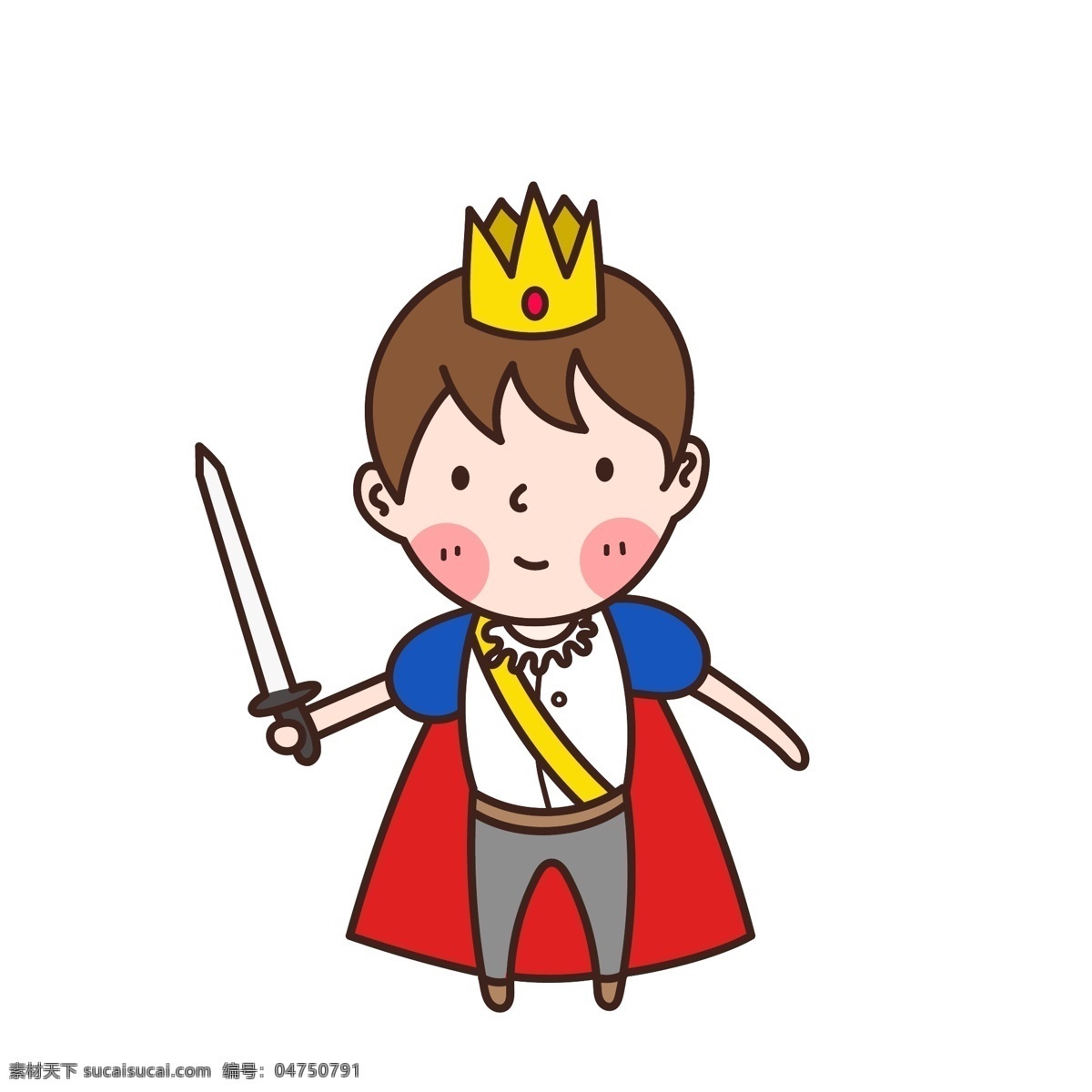 卡通 可爱 西方 王子 皇冠 宝剑