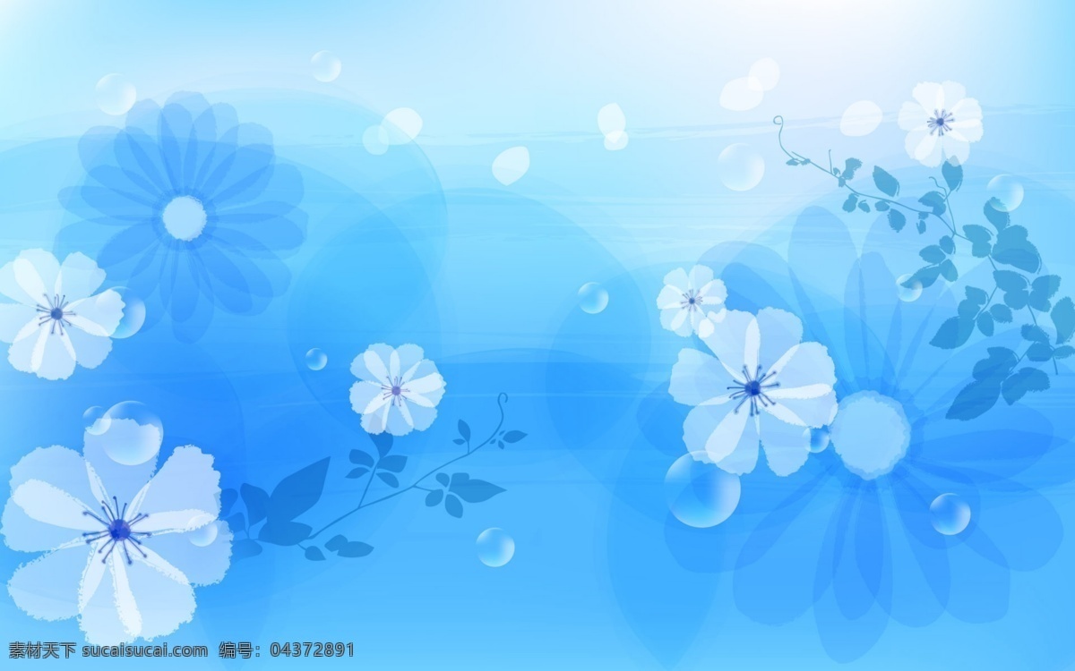 藍底白花背景 藍色背景 藍色花背景 花背景 小白花 psd分層 分層 背景素材 bmp
