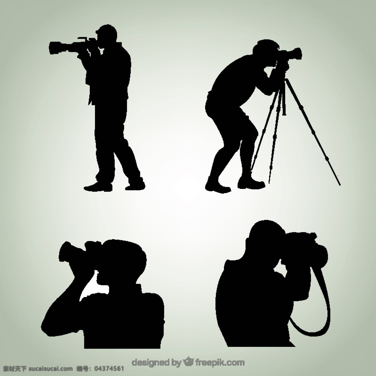 手绘 摄影师 剪影 人员 相机 技术 照片 数字 黑色 创意 工作室 专业 配件 摄影师剪影
