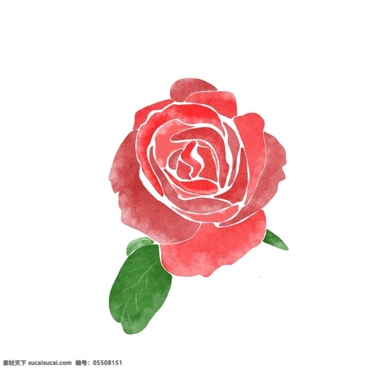 水彩 红色 玫瑰 鲜花 表白 日 图案 元素 表白日 小清新 绿色 可爱 文艺