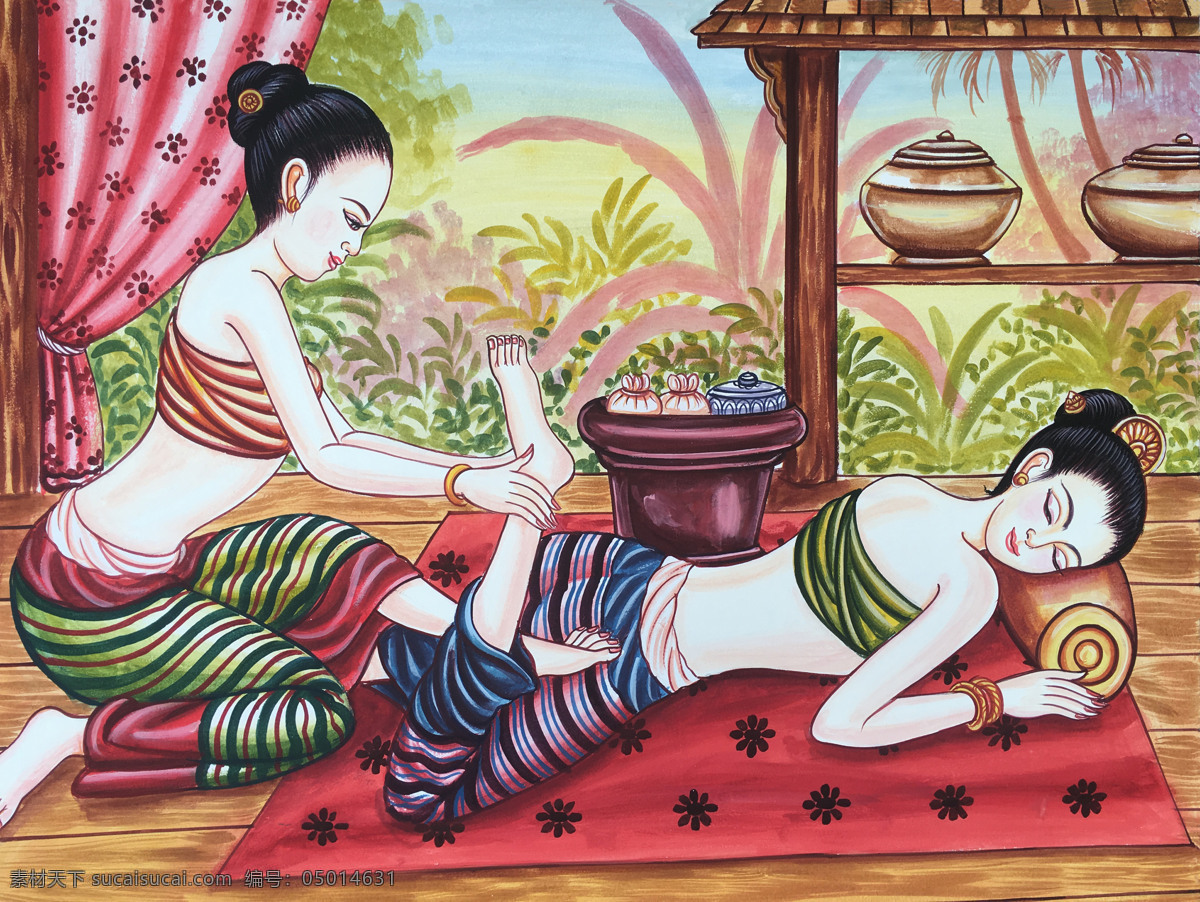 泰式按摩图 泰式按摩 按摩推拿 美容spa 泰国风格 文化艺术 传统文化