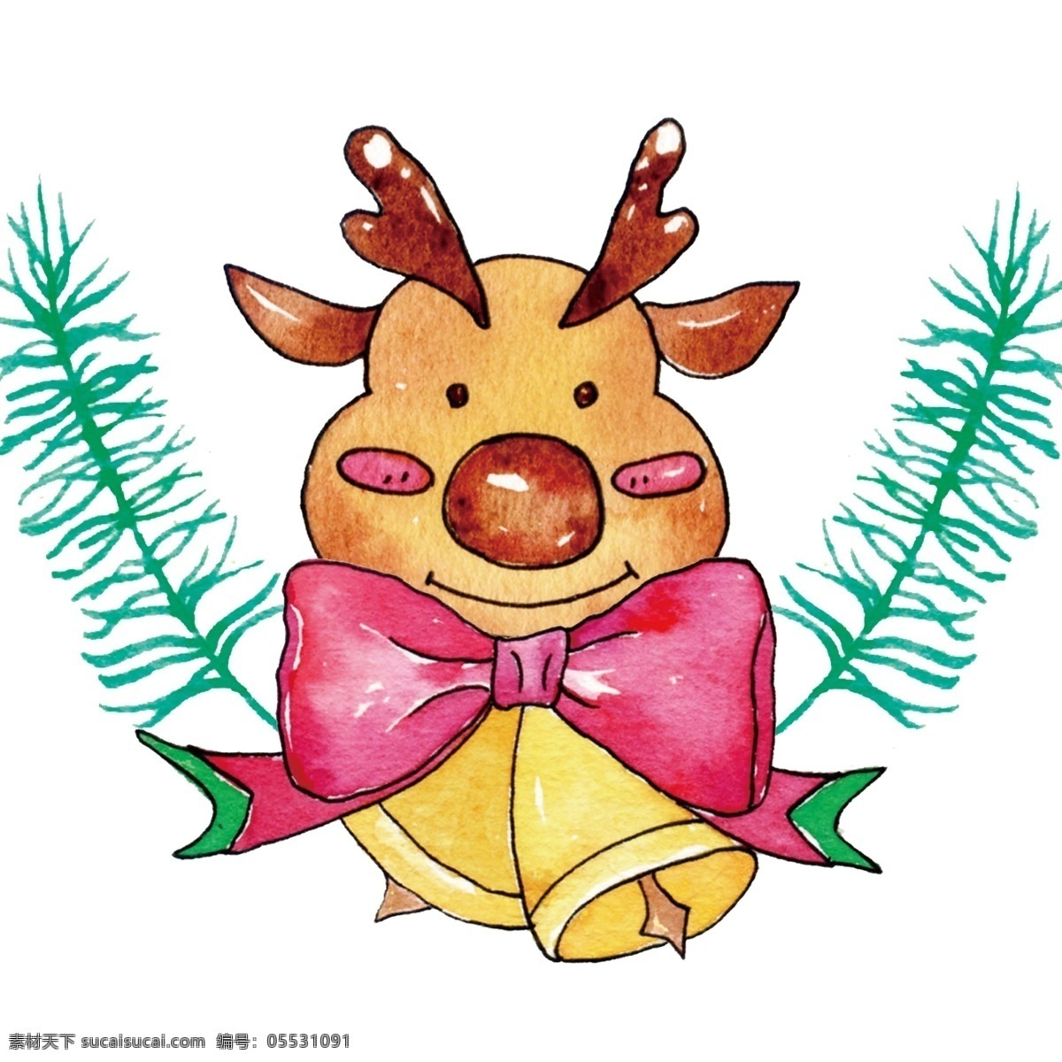 手绘 卡通 圣诞节 精美 挂饰 麋鹿 装饰 精美挂饰 圣诞 插画设计 精致 驯鹿