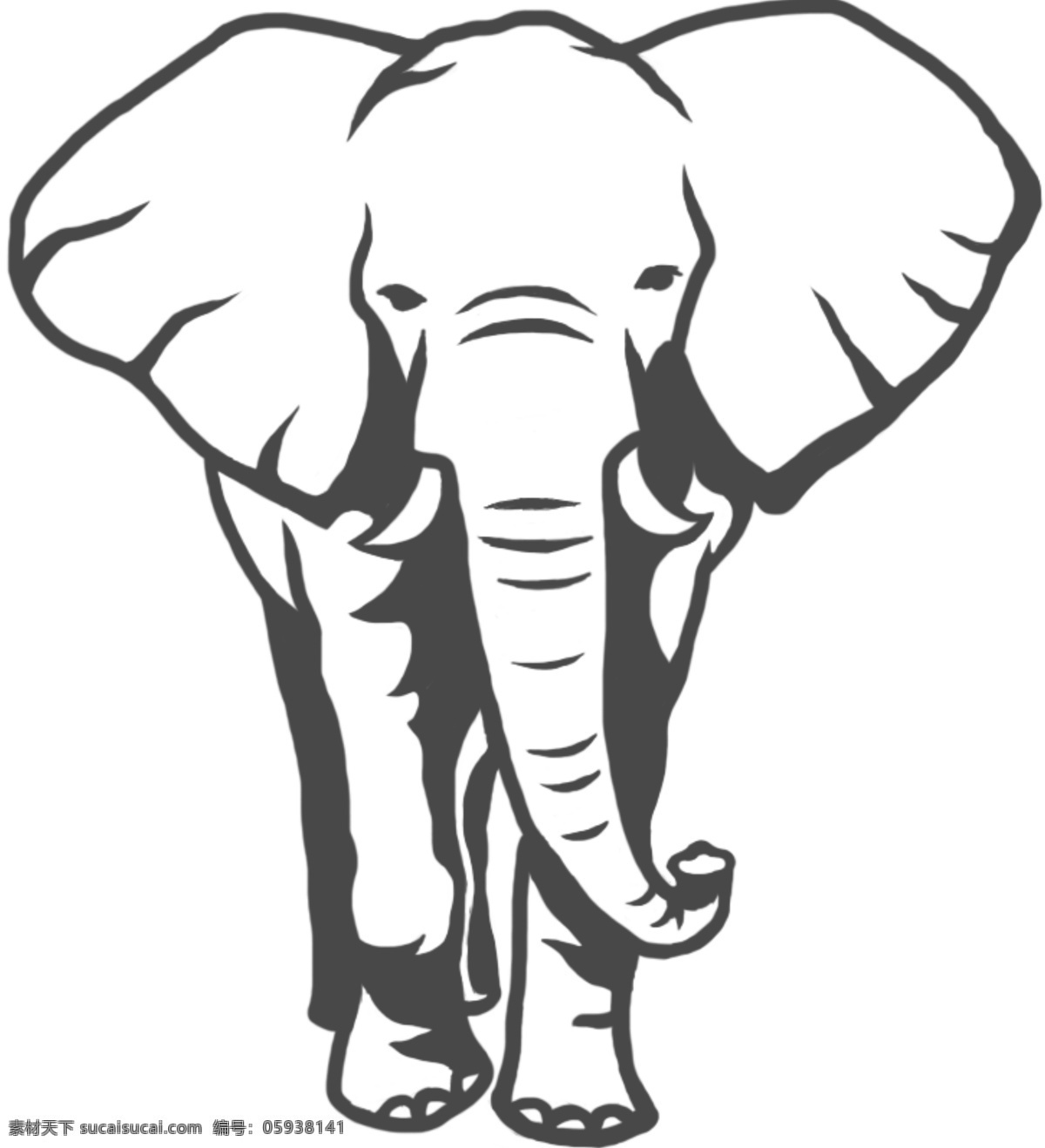 大象手绘插画 大象 logo 动物 黑白 简约